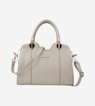 Spotic Beige Synthetic Leather Handbag